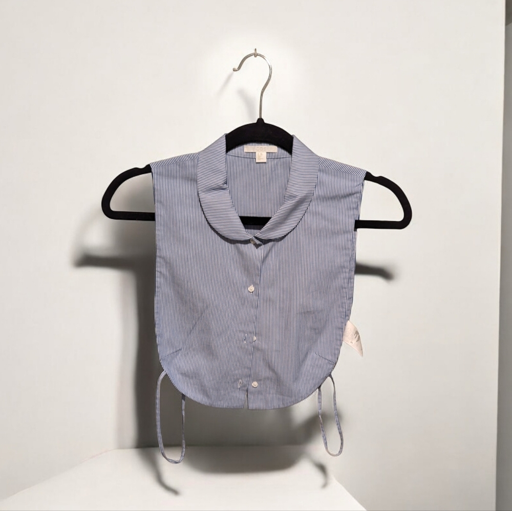 COS Blue Pinstripe Sleeveless Collar Shirt